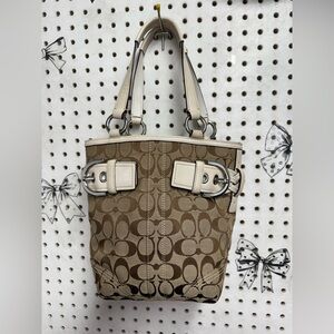 Coach Tan and Cream Shoulder Bag